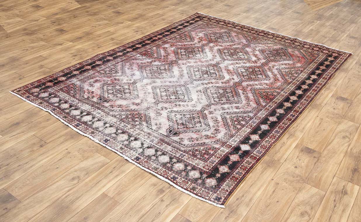 6'9x9'3 Hand Knotted Geometric Tribal Oriental Wool Rug - Image 4