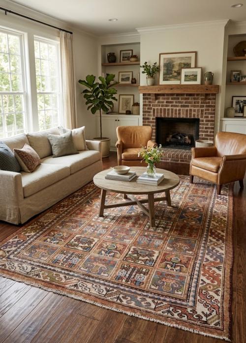 6'9x9'9 Hand Knotted Floral Tribal Oriental Wool Rug