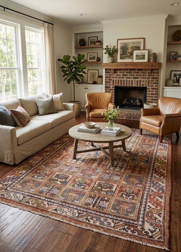 6'9x9'9 Hand Knotted Floral Tribal Oriental Wool Rug - Image 2