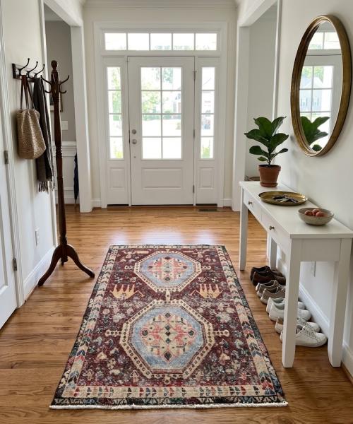 3'4x4'9 Hand Knotted Pictorial Tribal Oriental Wool Rug