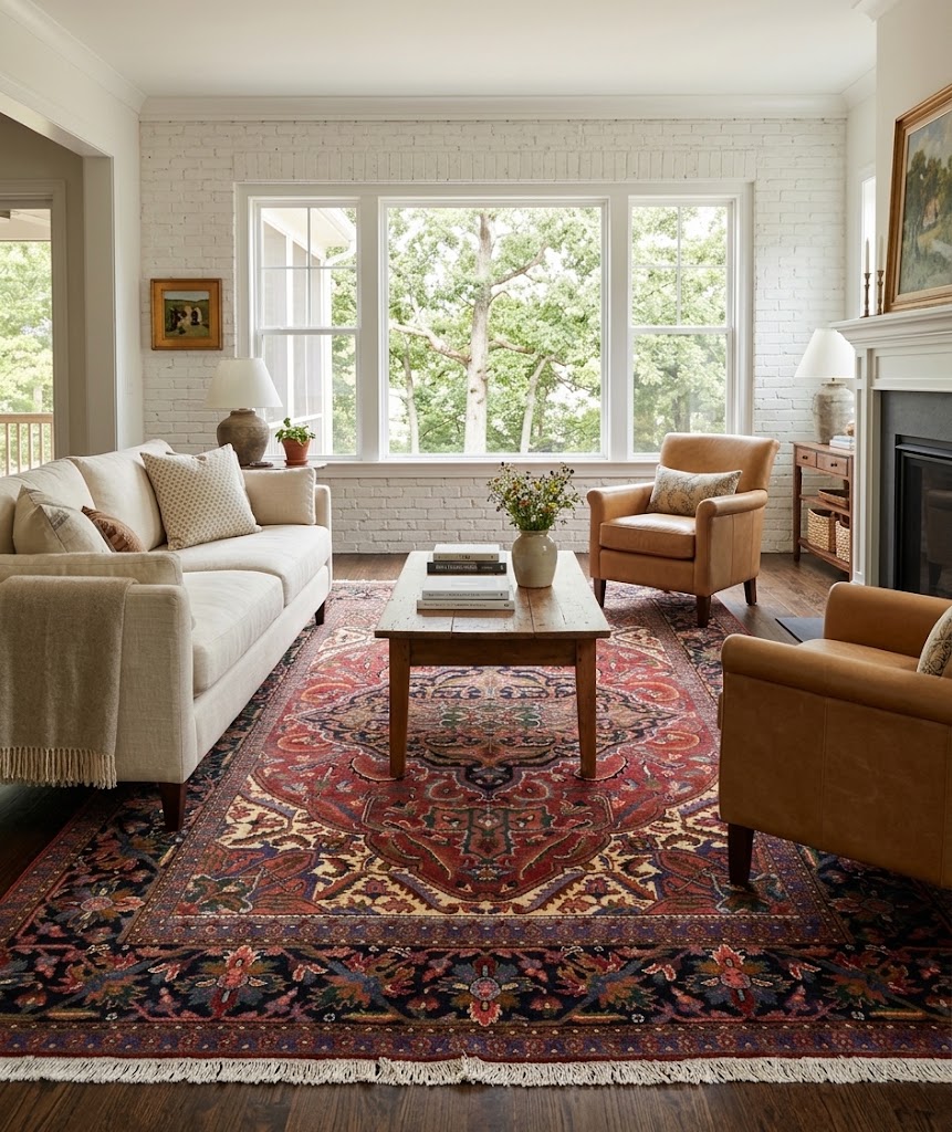 6'10x10'0 Hand Knotted Heriz Serapi Floral Oriental Wool Rug - Image 2