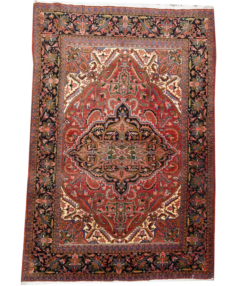 6'10x10'0 Hand Knotted Heriz Serapi Floral Oriental Wool Rug - Image 1