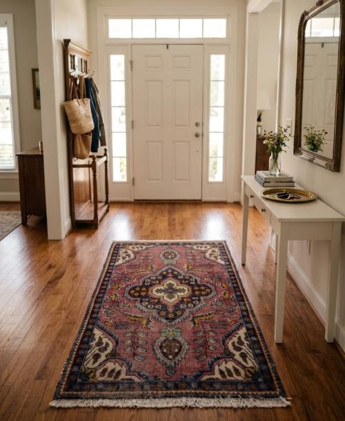 3'4x4'8 Hand Knotted Traditional Floral Oriental Wool Rug