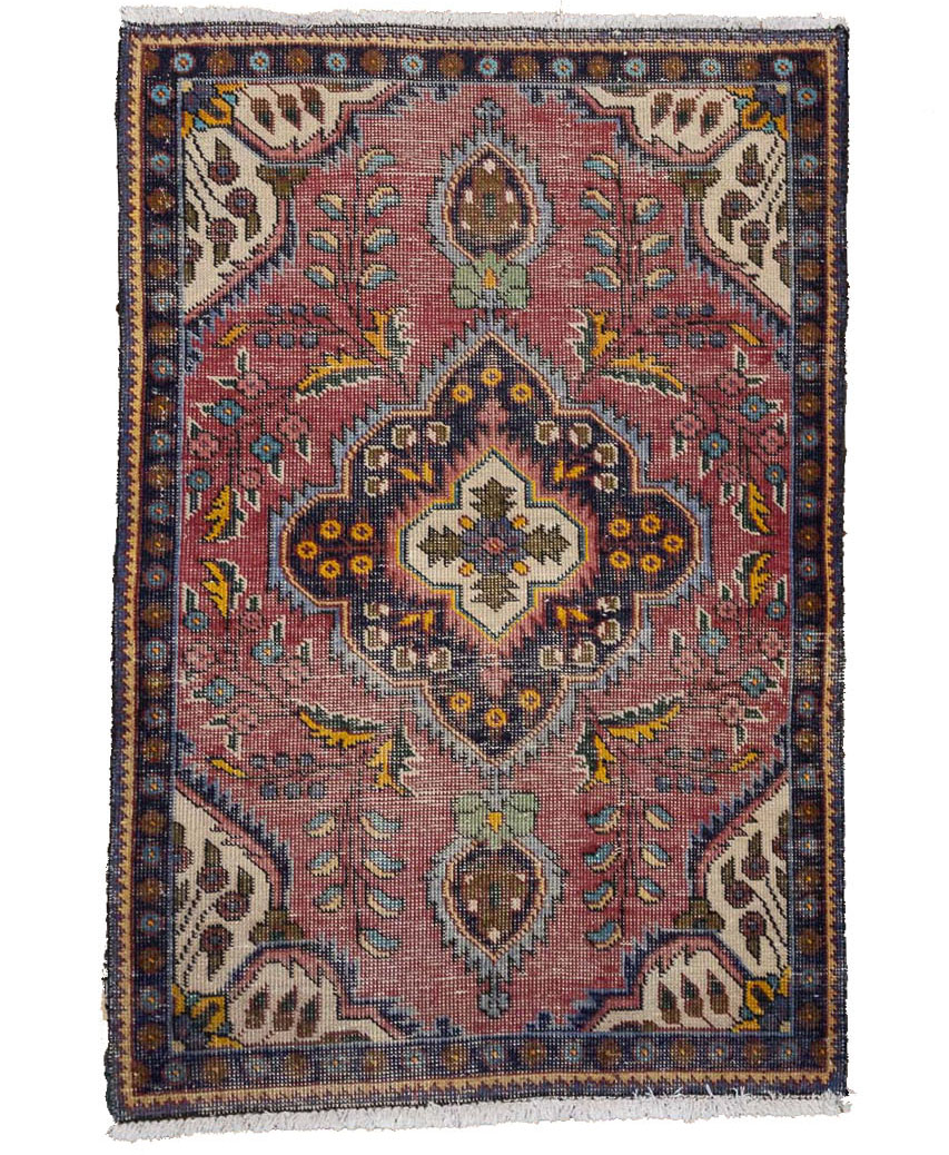 3'4x4'8 Hand Knotted Traditional Floral Oriental Wool Rug