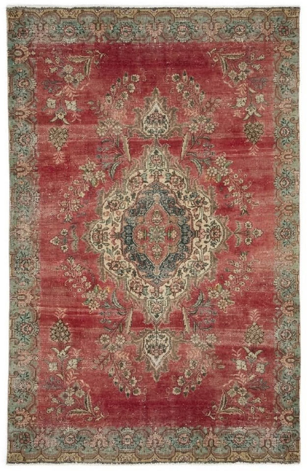 6'0 X 9'9 Hand Knotted Muted Traditional Distressed Persian Rug