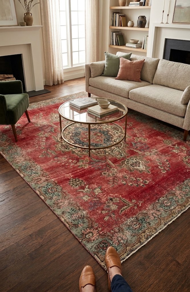 6'0 X 9'9 Hand Knotted Muted Traditional Distressed Persian Rug - Image 2