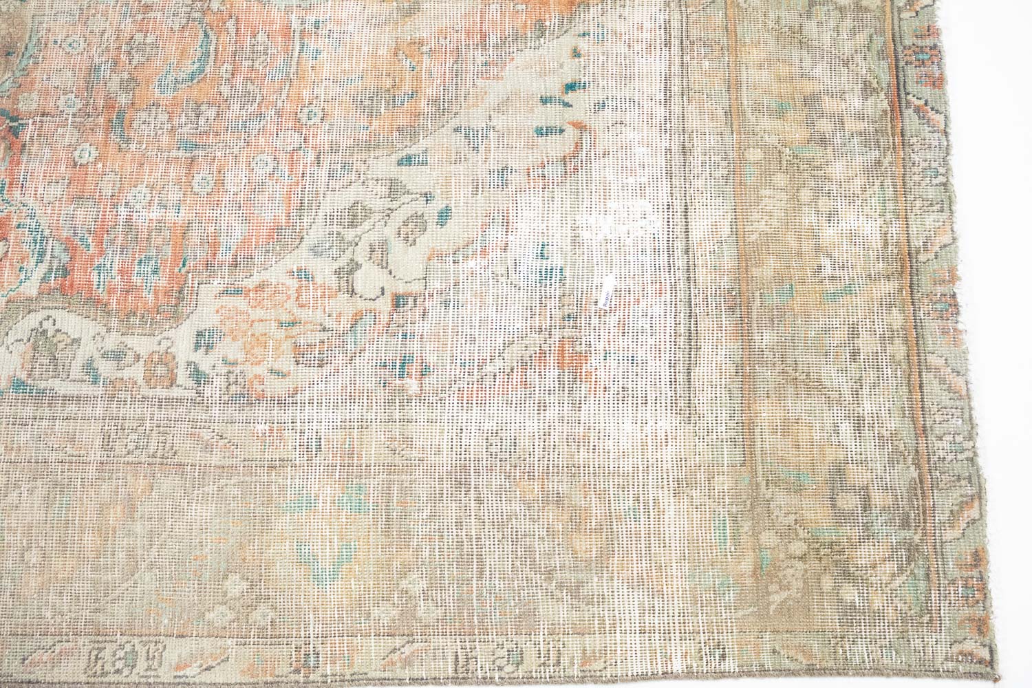 6'2-6'7 x 9'0 Muted Hand Knotted Distressed Persian Rug - Image 10