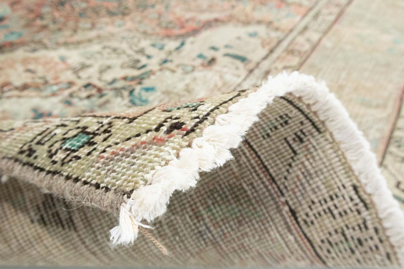 6'2-6'7 x 9'0 Muted Hand Knotted Distressed Persian Rug - Image 13