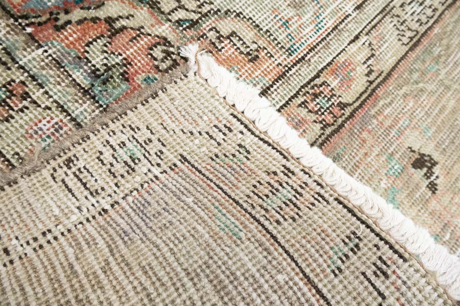 6'2-6'7 x 9'0 Muted Hand Knotted Distressed Persian Rug - Image 14