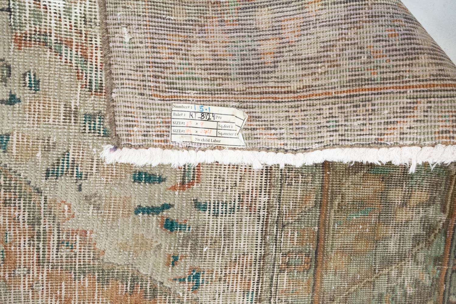 6'2-6'7 x 9'0 Muted Hand Knotted Distressed Persian Rug - Image 15