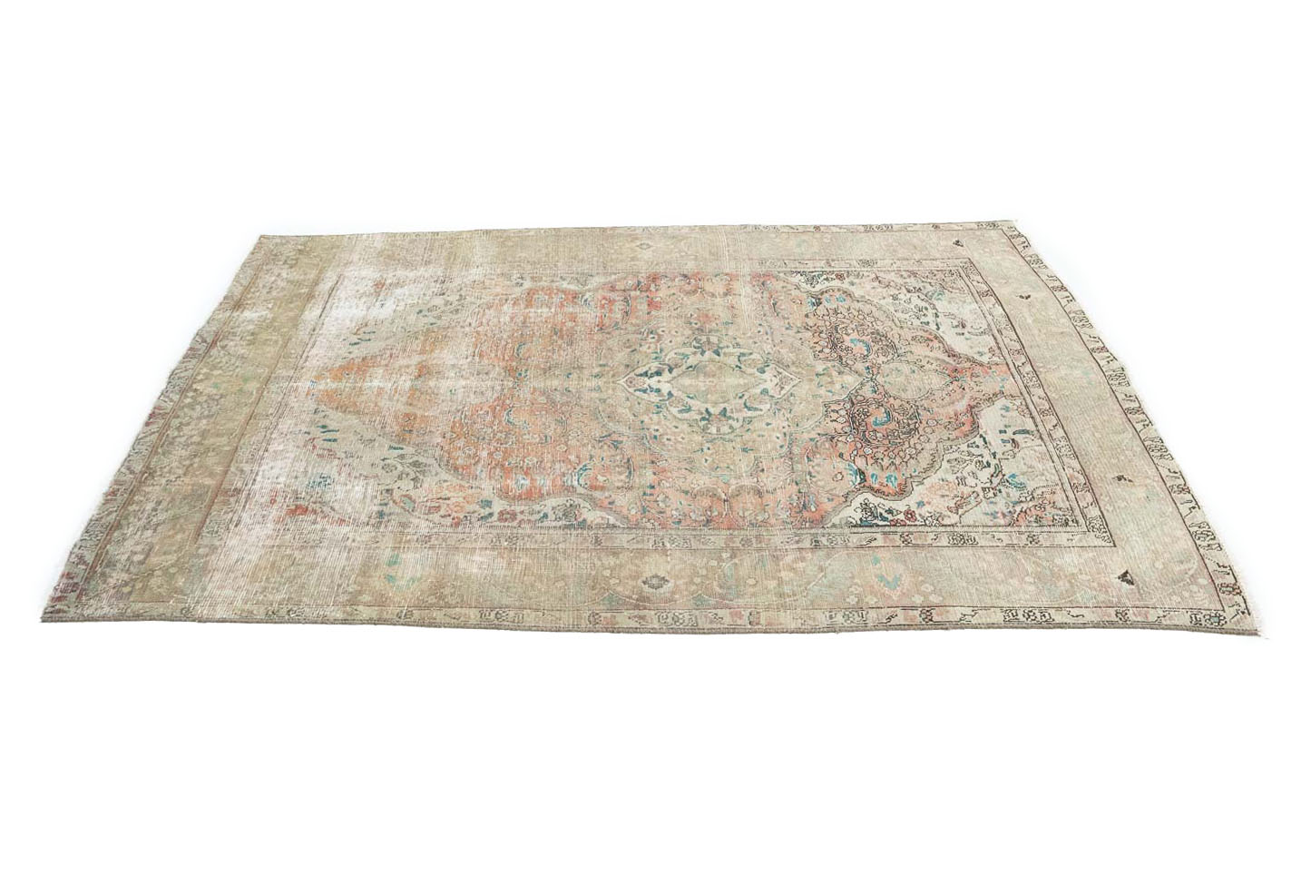 6'2-6'7 x 9'0 Muted Hand Knotted Distressed Persian Rug - Image 6