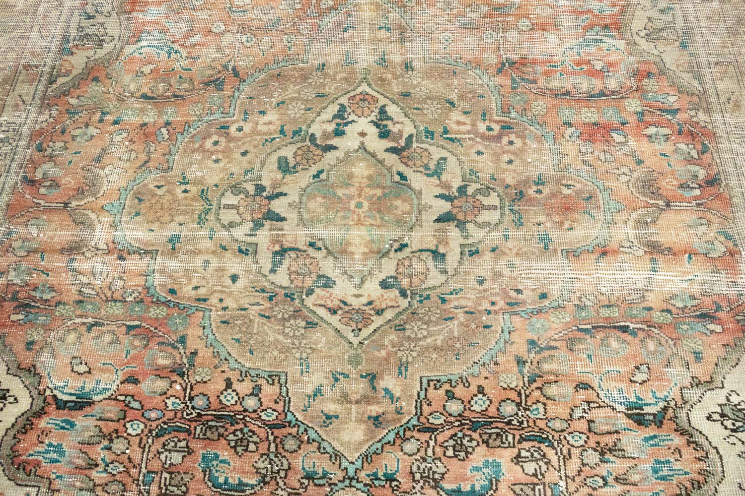 6'2-6'7 x 9'0 Muted Hand Knotted Distressed Persian Rug - Image 7