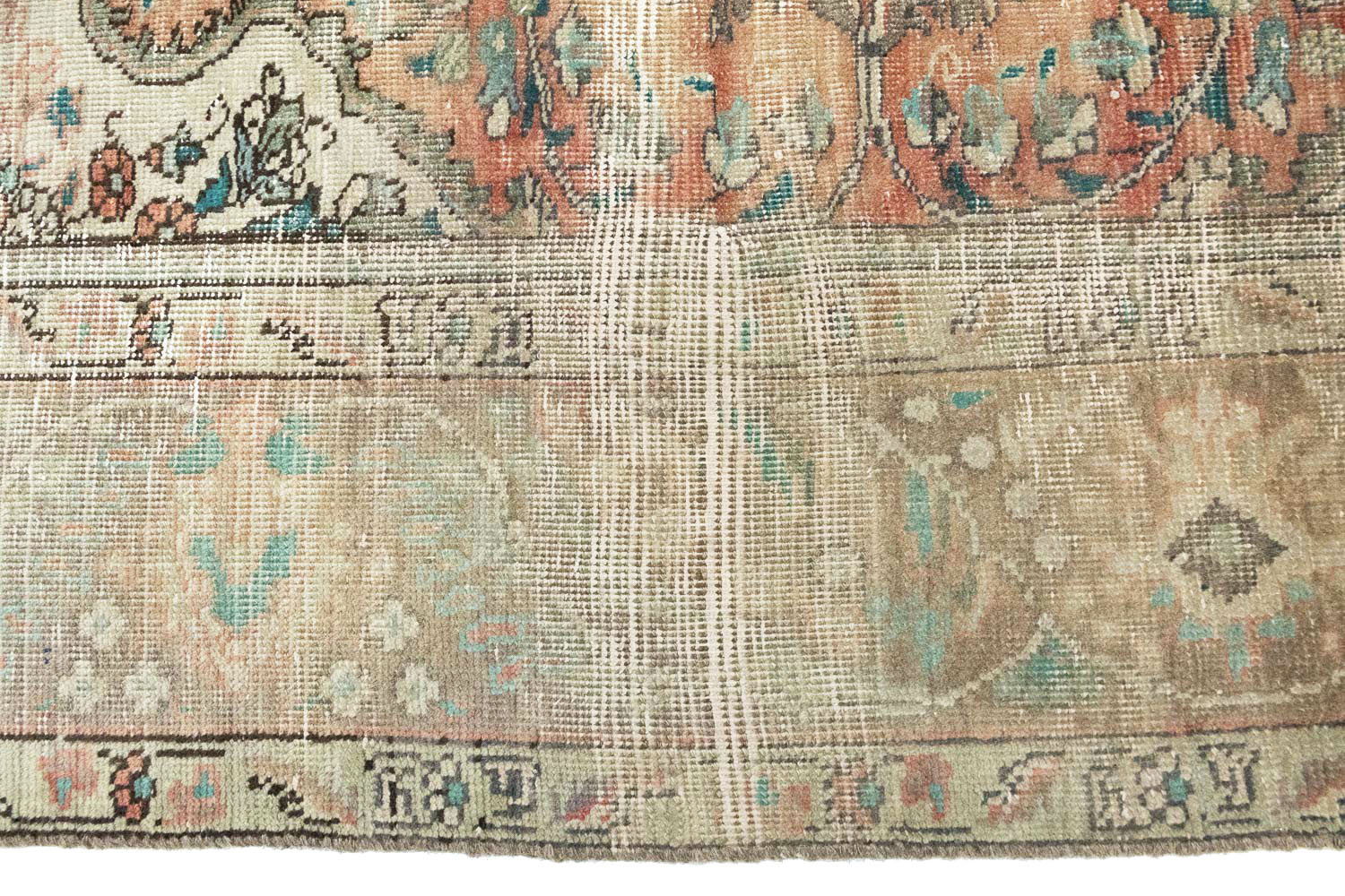 6'2-6'7 x 9'0 Muted Hand Knotted Distressed Persian Rug - Image 8