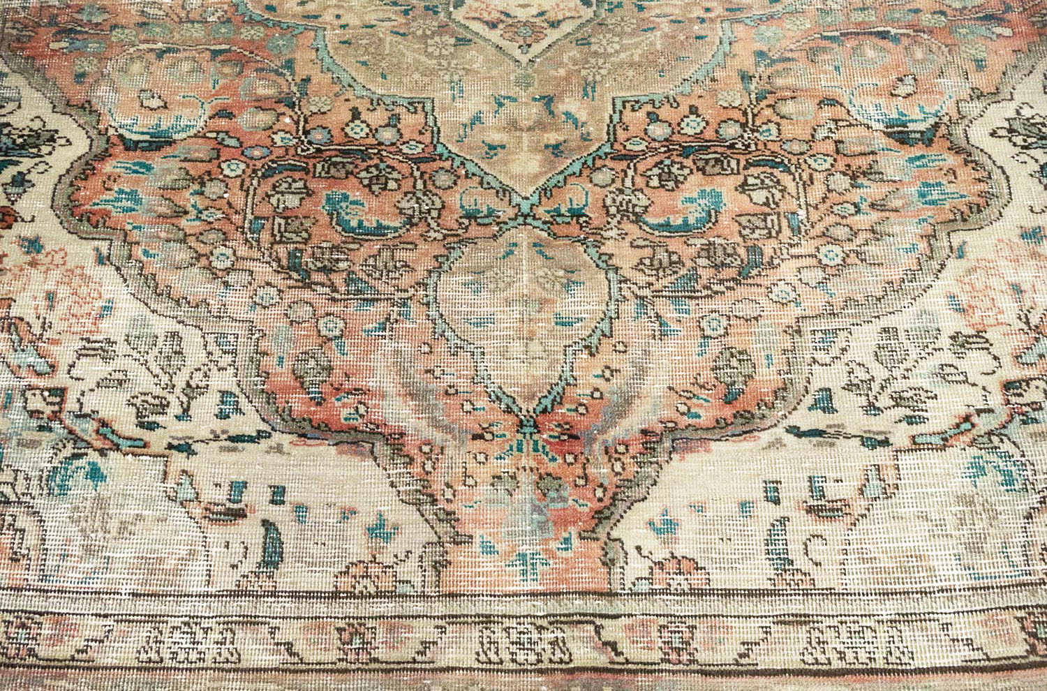 6'2-6'7 x 9'0 Muted Hand Knotted Distressed Persian Rug - Image 11