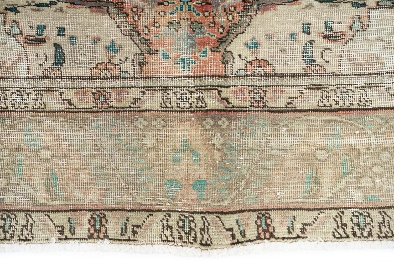 6'2-6'7 x 9'0 Muted Hand Knotted Distressed Persian Rug - Image 12