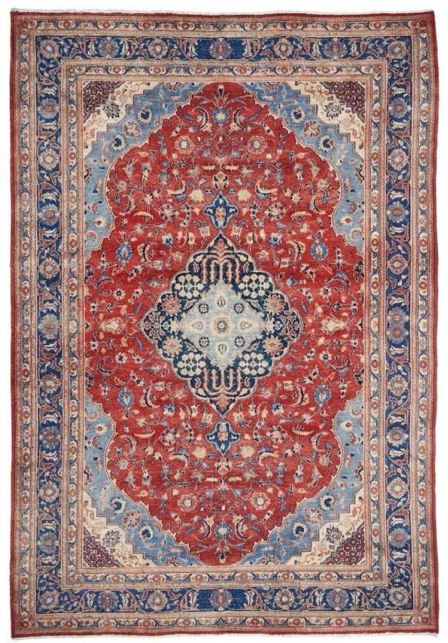 6'6 X 9'11 Muted Hand Knotted Floral Distressed Persian Rug