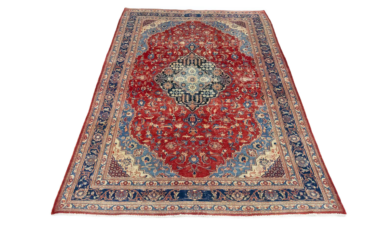 6'6 X 9'11 Muted Hand Knotted Floral Distressed Persian Rug - Image 4