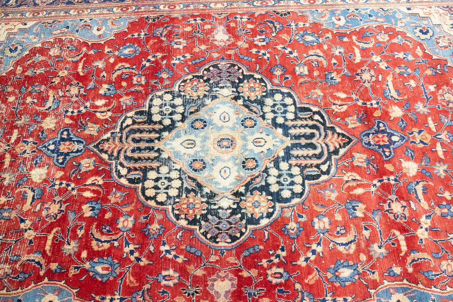 6'6 X 9'11 Muted Hand Knotted Floral Distressed Persian Rug - Image 6