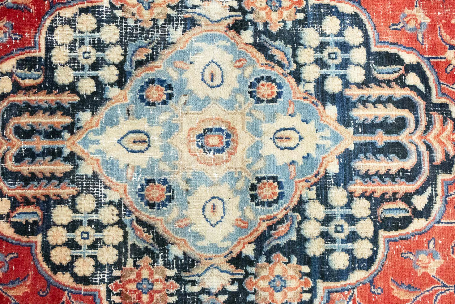 6'6 X 9'11 Muted Hand Knotted Floral Distressed Persian Rug - Image 7