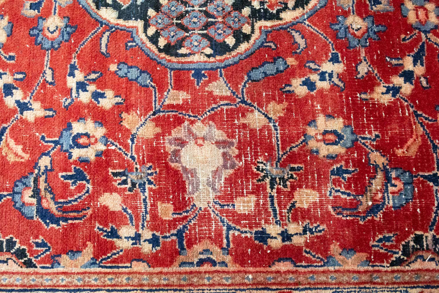 6'6 X 9'11 Muted Hand Knotted Floral Distressed Persian Rug - Image 10