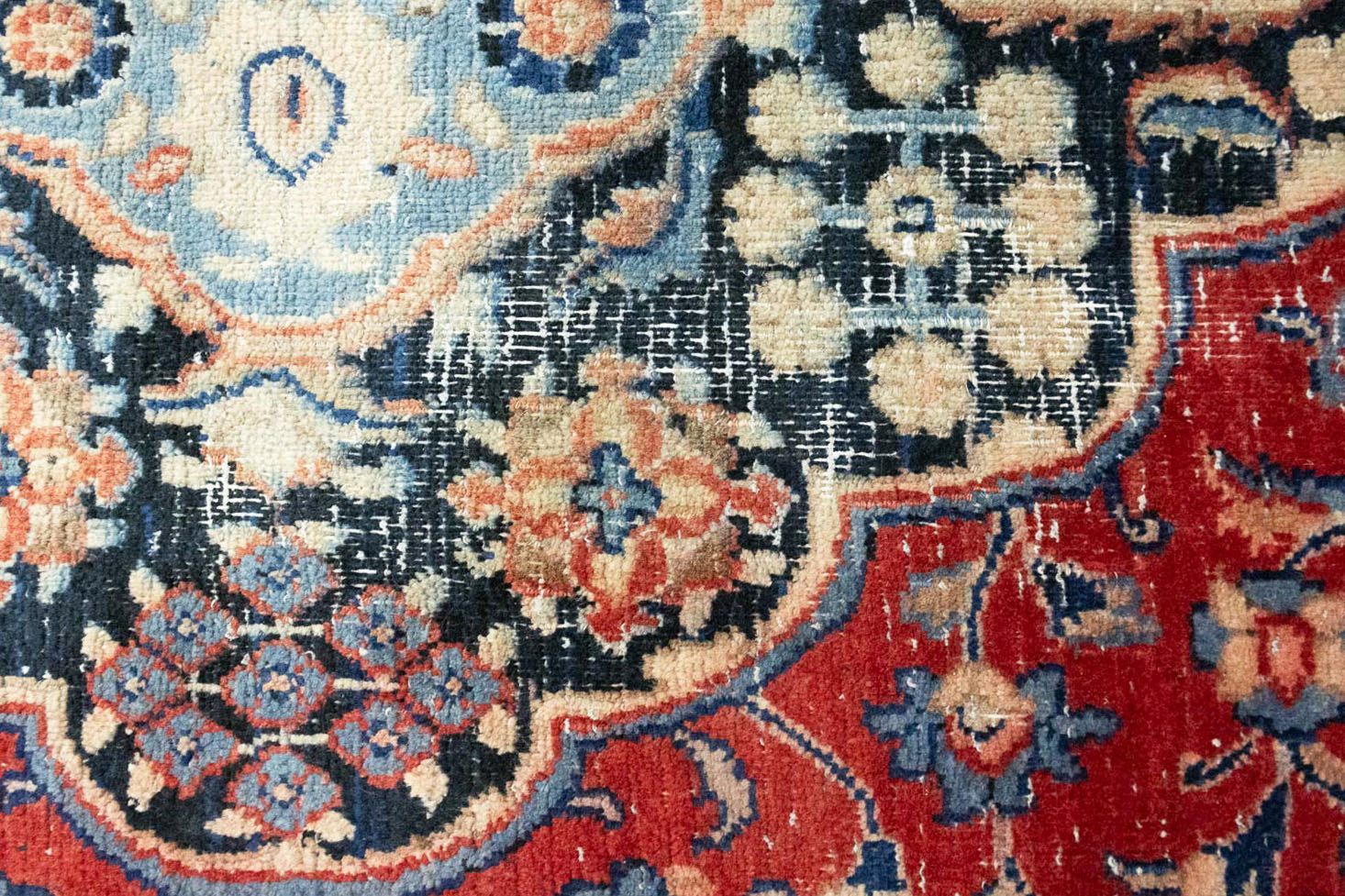 6'6 X 9'11 Muted Hand Knotted Floral Distressed Persian Rug - Image 11
