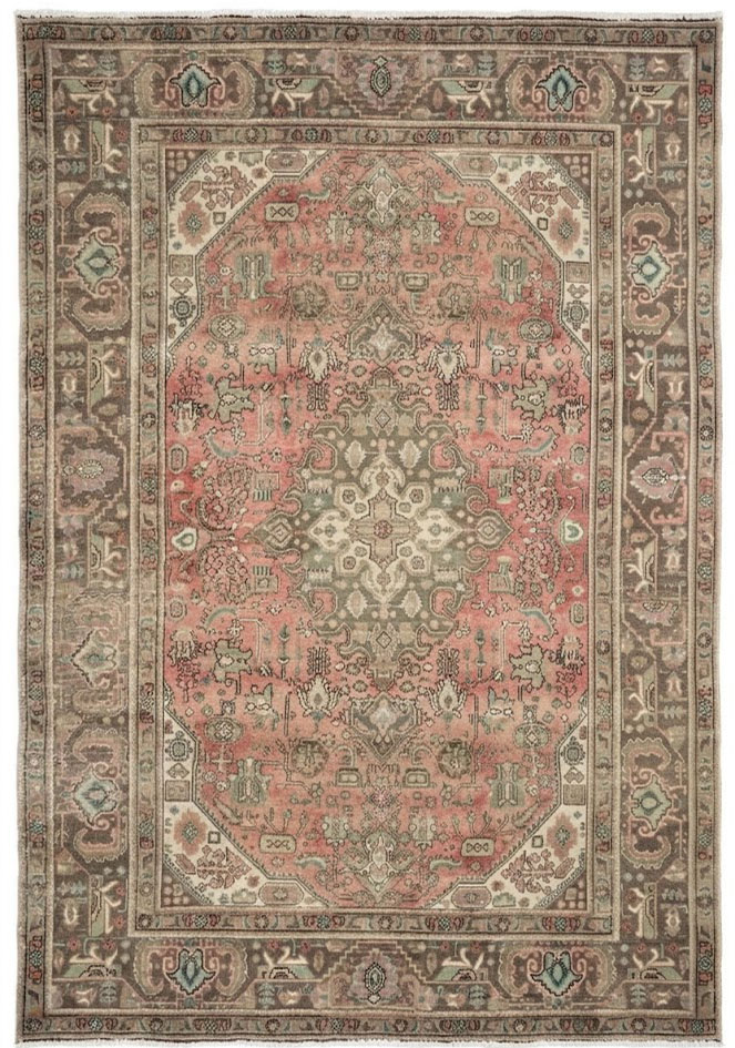 6'8 X 9'7 Muted Traditional Hand Knotted Distressed Persian Rug