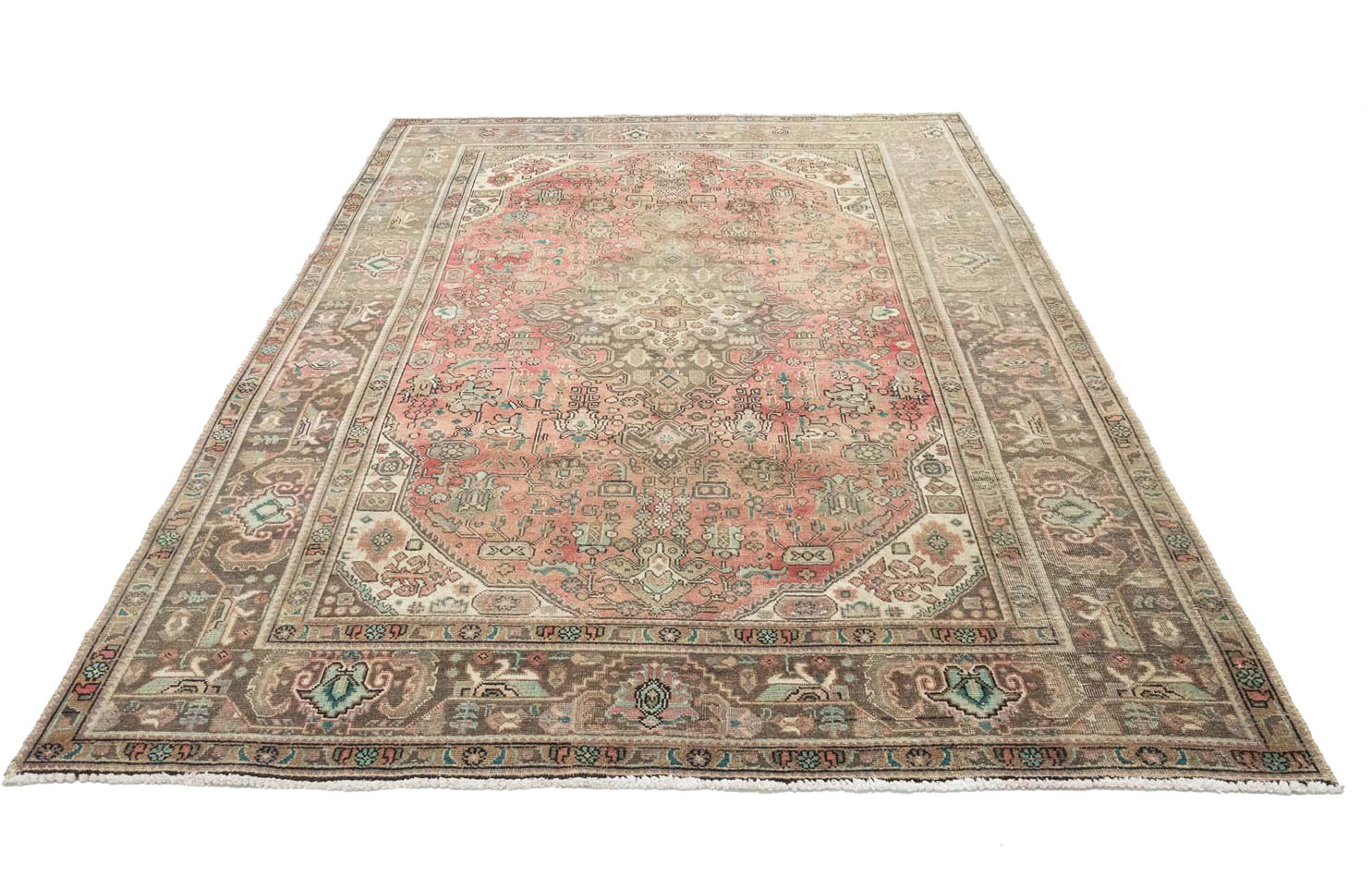 6'8 X 9'7 Muted Traditional Hand Knotted Distressed Persian Rug - Image 3