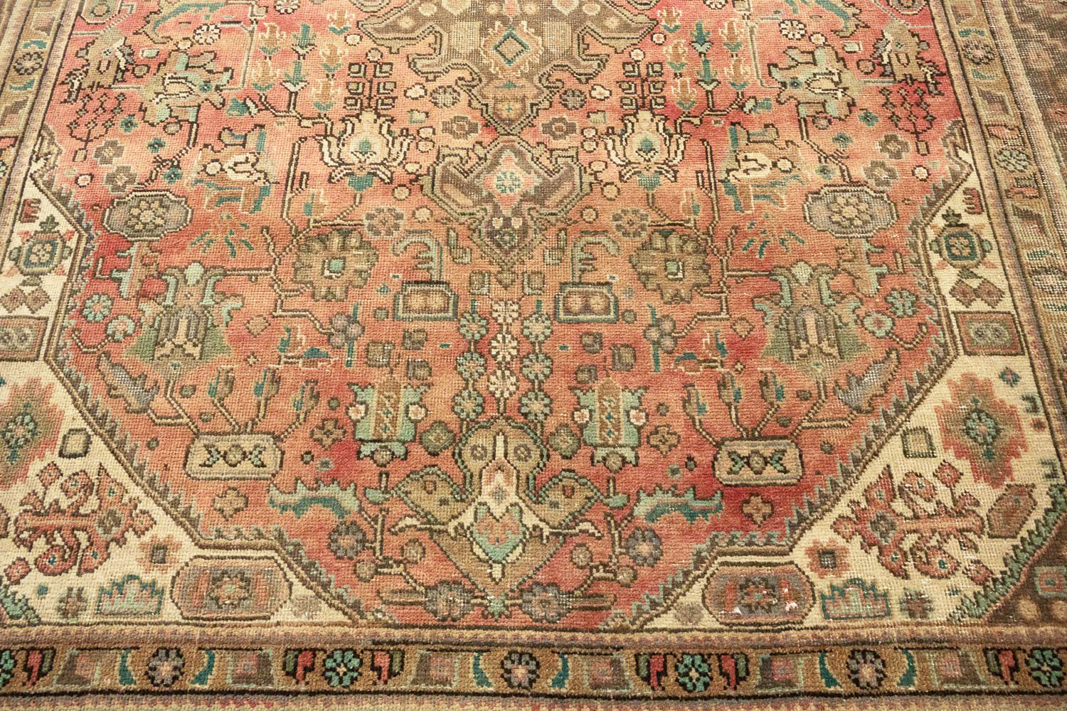 6'8 X 9'7 Muted Traditional Hand Knotted Distressed Persian Rug - Image 12
