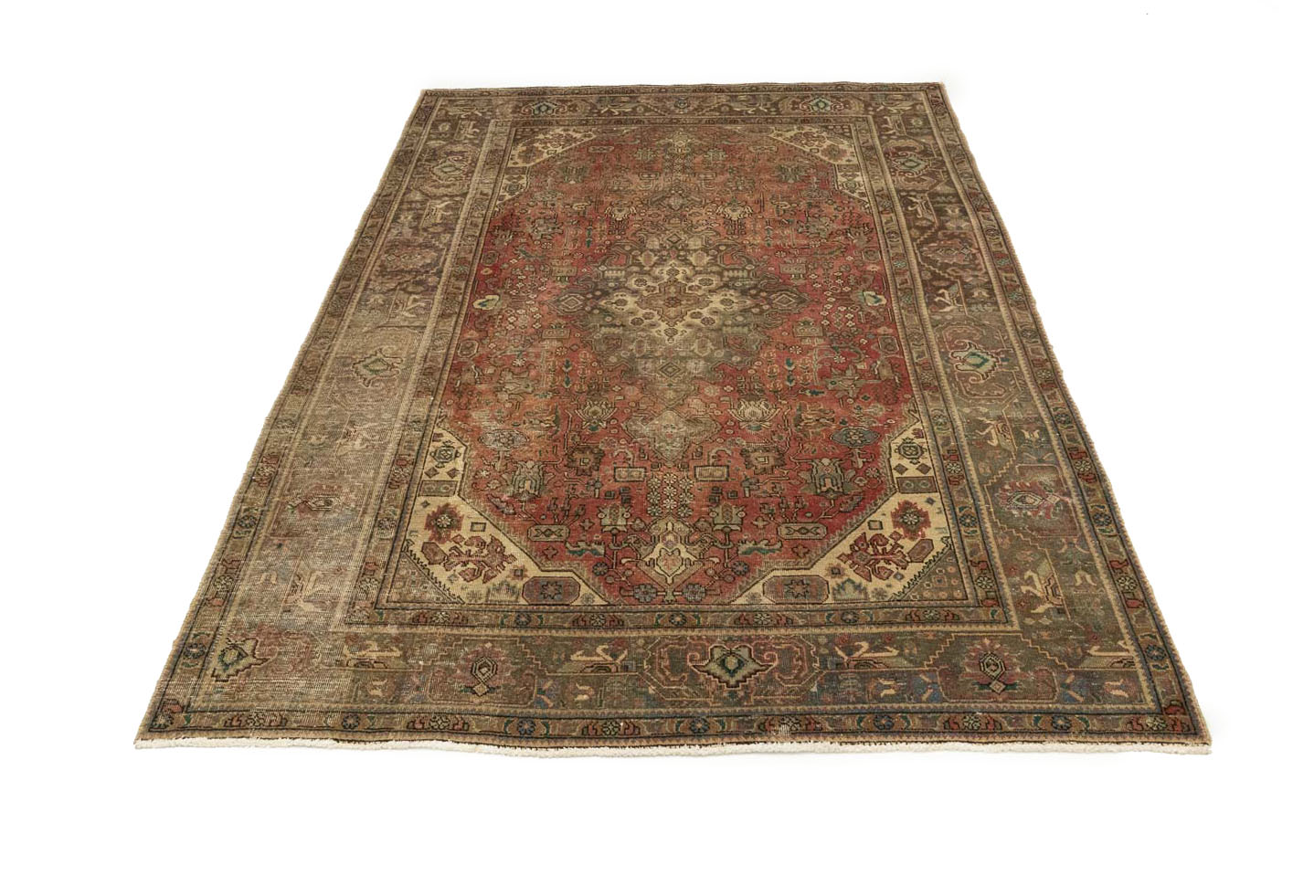 6'8 X 9'7 Muted Traditional Hand Knotted Distressed Persian Rug - Image 4