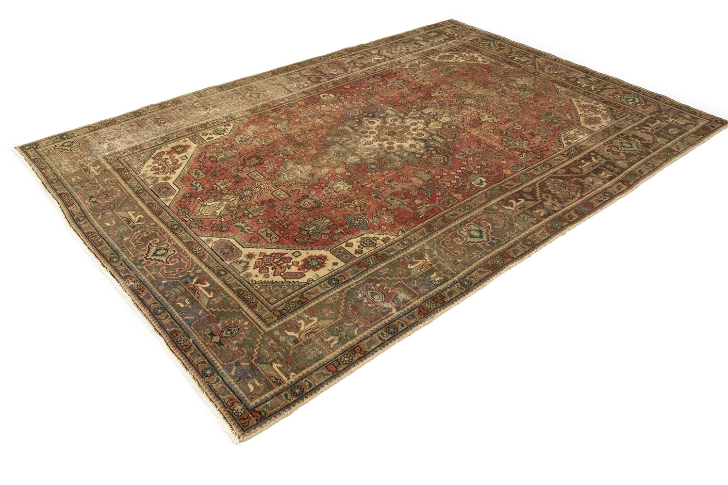 6'8 X 9'7 Muted Traditional Hand Knotted Distressed Persian Rug - Image 5