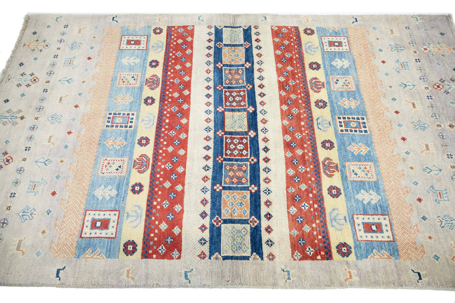 3'2x5'2 Hand Knotted Tribal Striped Wool Oriental Rug - Image 5