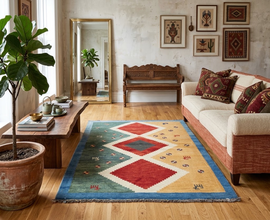3'6x5'0 Hand Knotted Tribal Geometric Wool Oriental Rug - Image 2