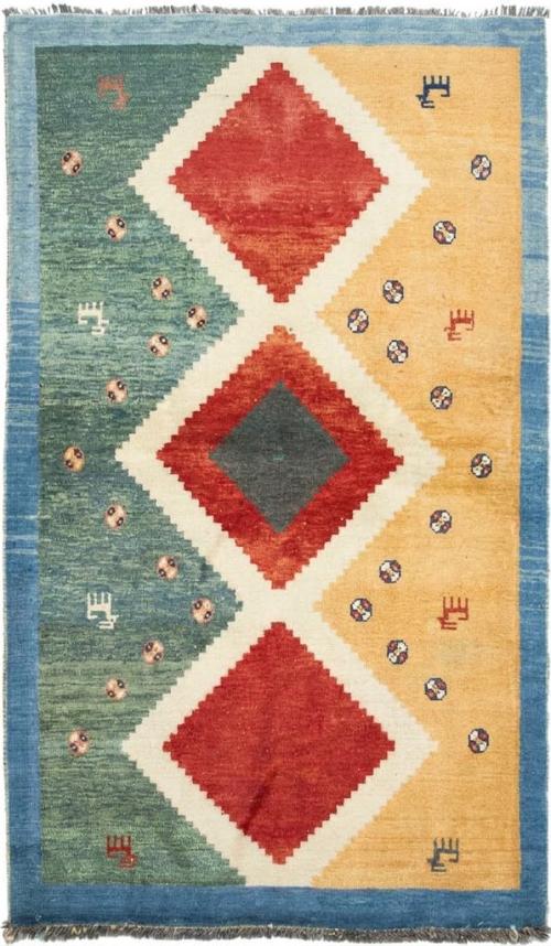 3'6x5'0 Hand Knotted Tribal Geometric Wool Oriental Rug
