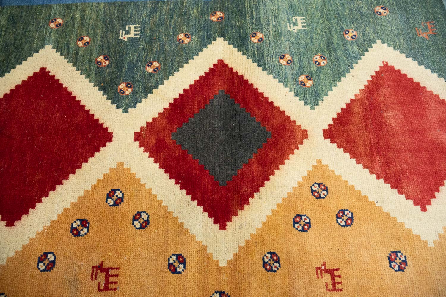 3'6x5'0 Hand Knotted Tribal Geometric Wool Oriental Rug - Image 7