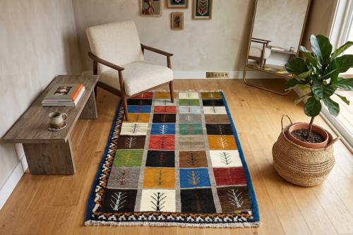3'3x5'6 Hand Knotted Tribal Striped Wool Oriental Rug