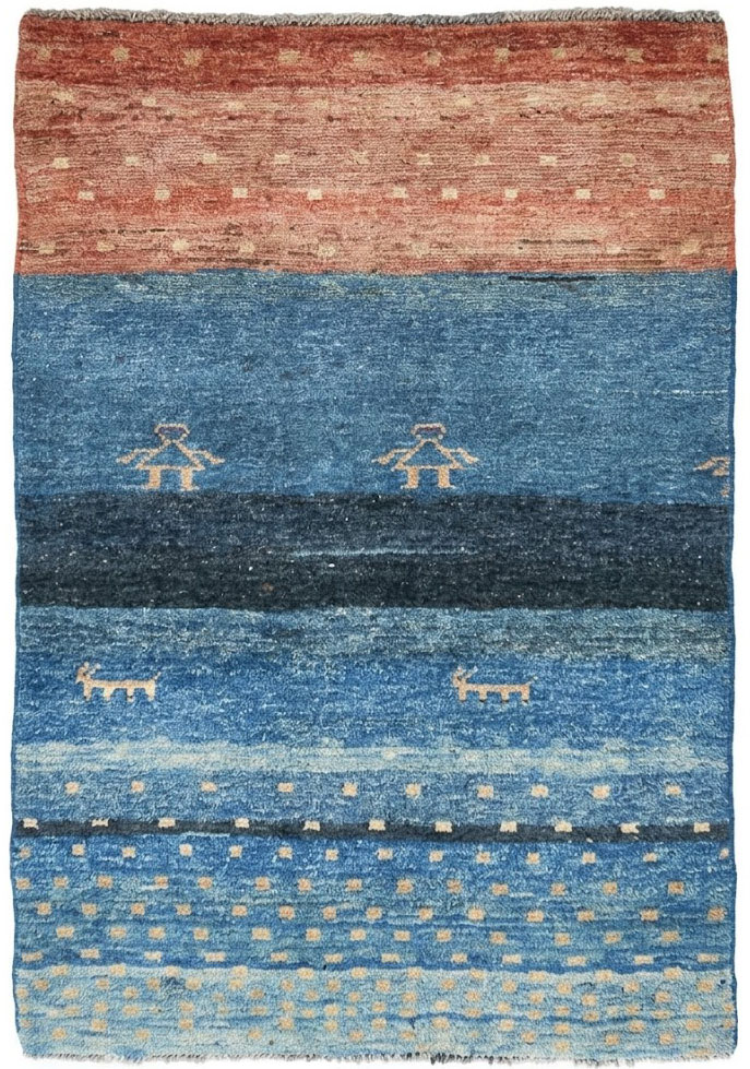 2'9x5'4 Hand Knotted Tribal Striped Wool Oriental Rug - Image 1
