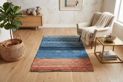 2'9x5'4 Hand Knotted Tribal Striped Wool Oriental Rug