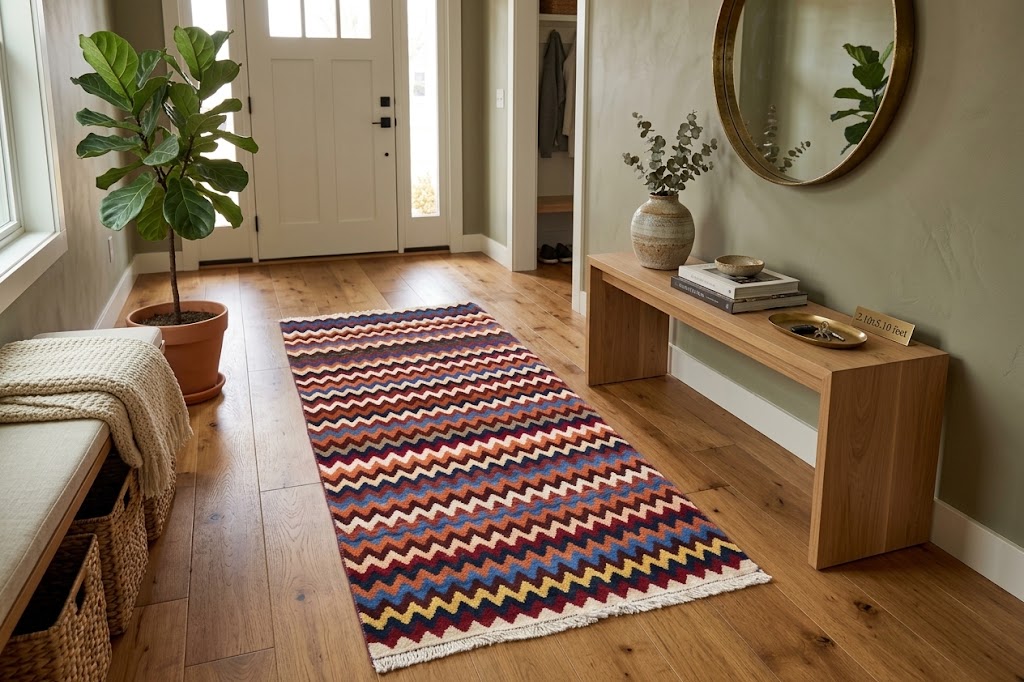 2'10x5'4 Hand Knotted Tribal Striped Wool Oriental Rug - Image 2