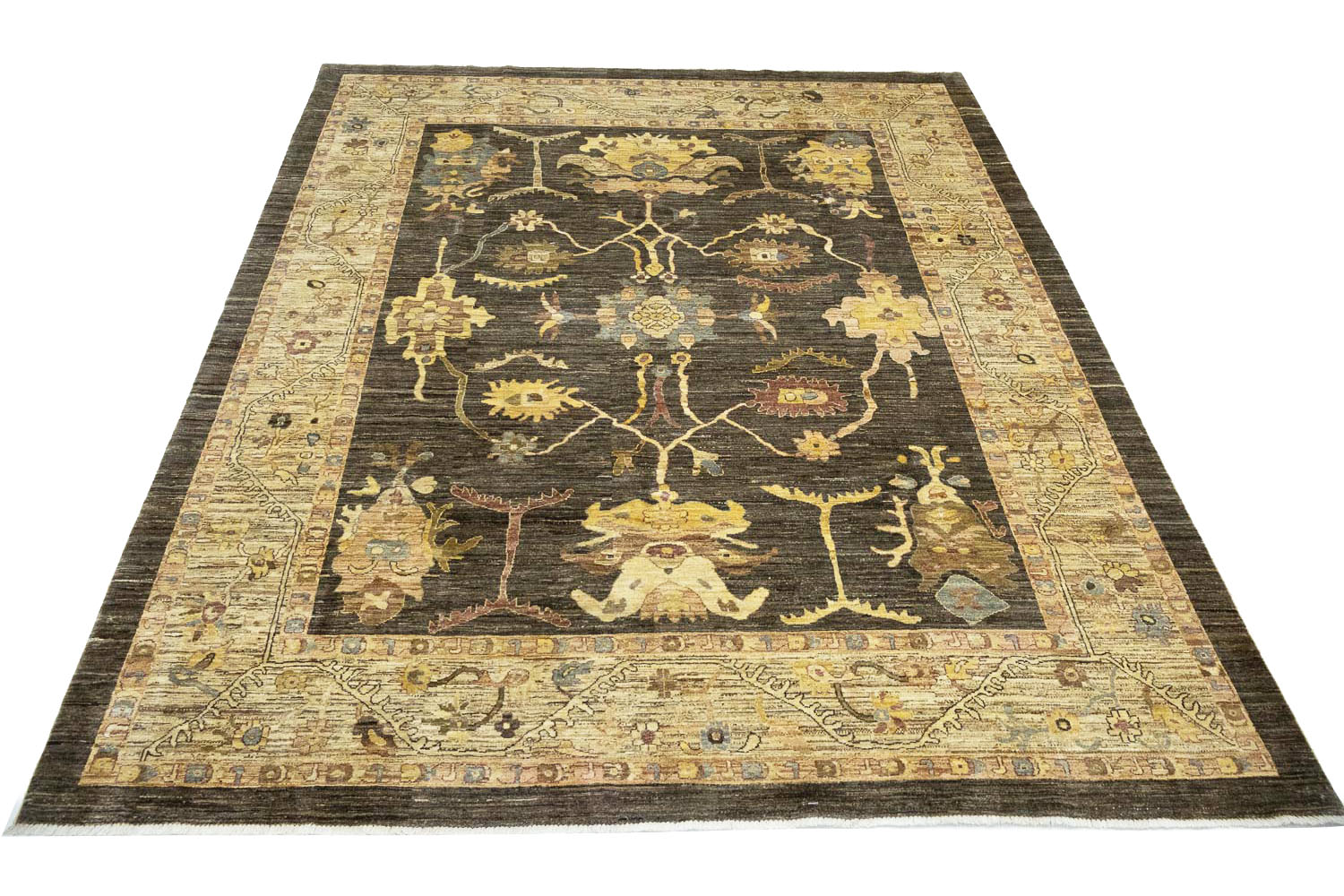 8'2x10'0 Hand Knotted Oushak Floral Wool Oriental Rug - Image 3