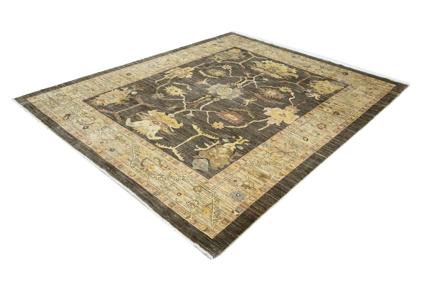 8'2x10'0 Hand Knotted Oushak Floral Wool Oriental Rug - Image 4