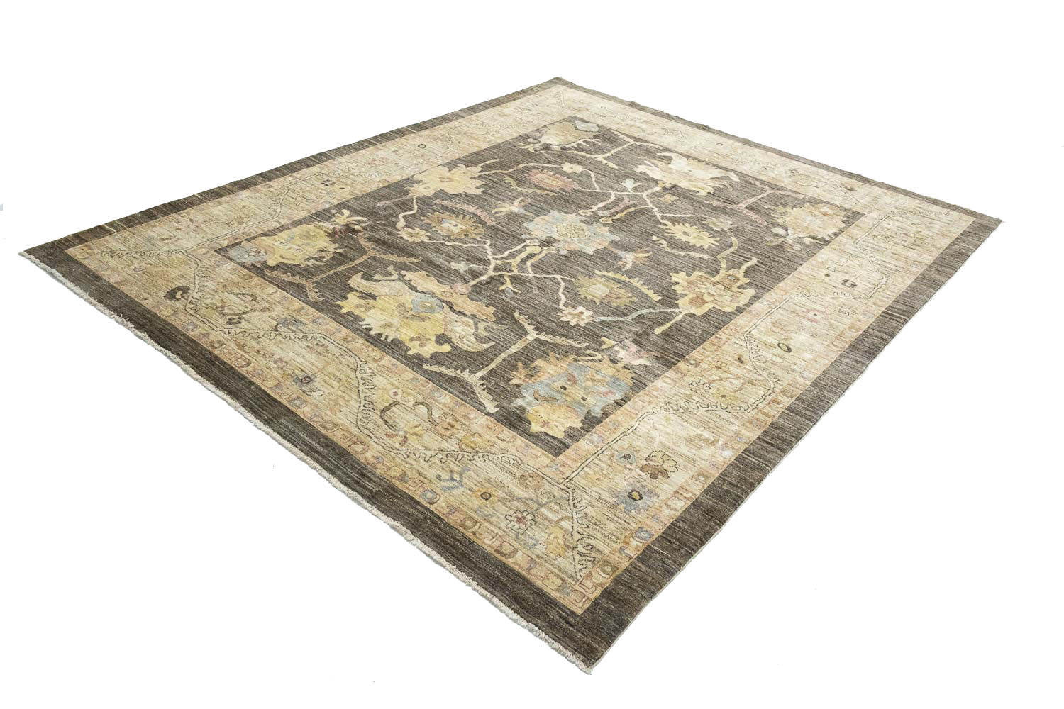 8'2x10'0 Hand Knotted Oushak Floral Wool Oriental Rug - Image 5