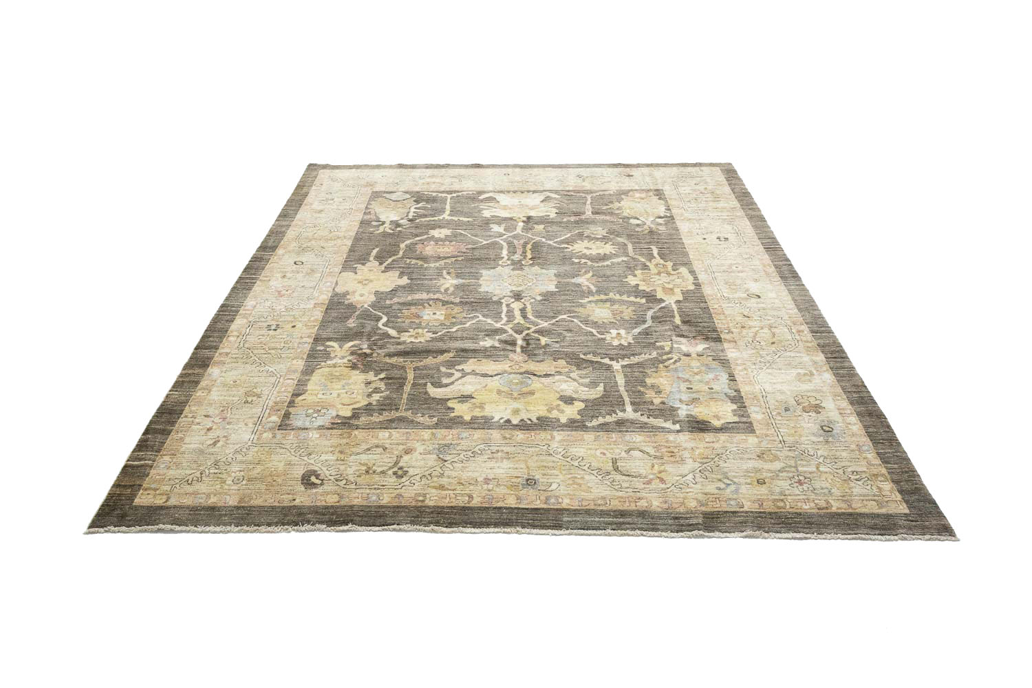 8'2x10'0 Hand Knotted Oushak Floral Wool Oriental Rug - Image 6