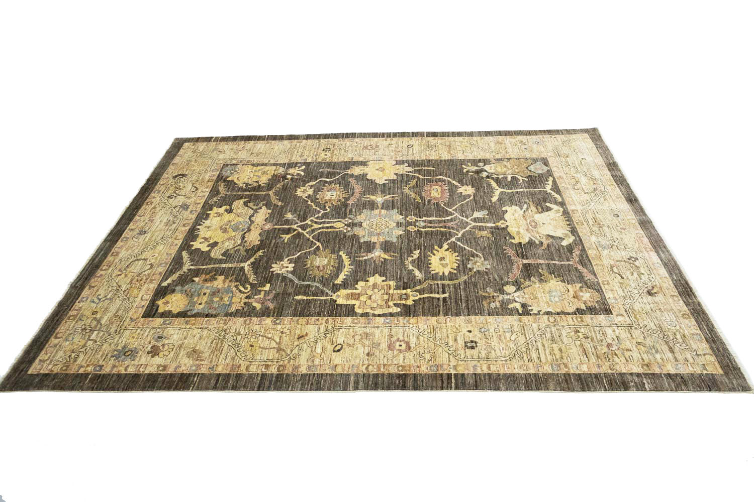 8'2x10'0 Hand Knotted Oushak Floral Wool Oriental Rug - Image 7