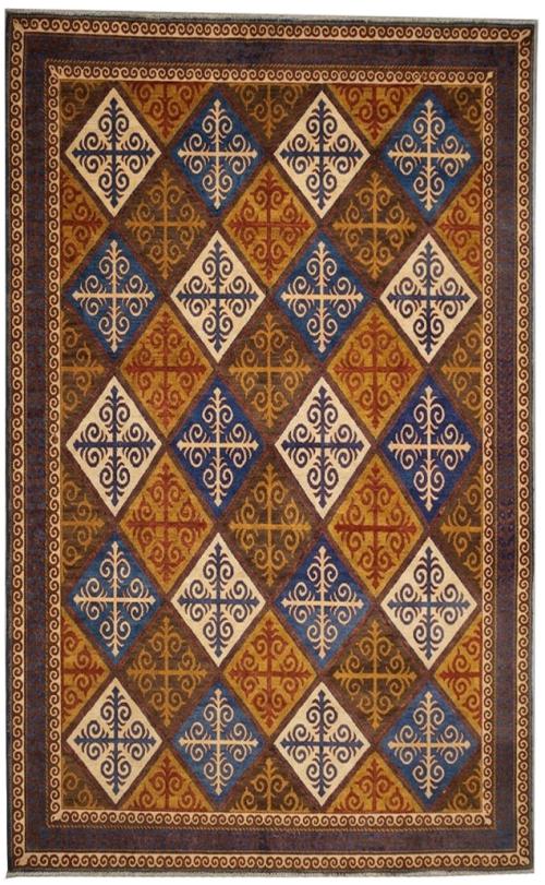 8'6x9'9 Hand Knotted Tribal Geometric Wool Oriental Rug