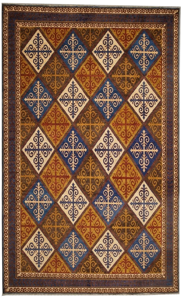 8'6x9'9 Hand Knotted Tribal Geometric Wool Oriental Rug - Image 1