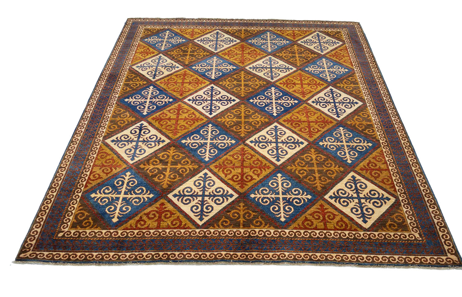 8'6x9'9 Hand Knotted Tribal Geometric Wool Oriental Rug - Image 3
