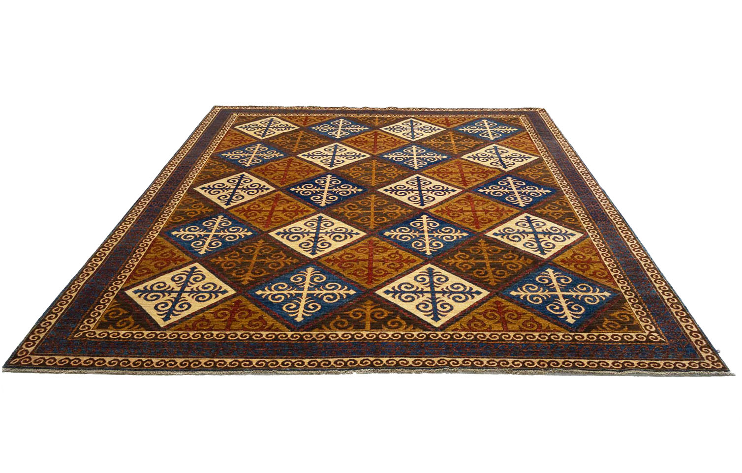 8'6x9'9 Hand Knotted Tribal Geometric Wool Oriental Rug - Image 7