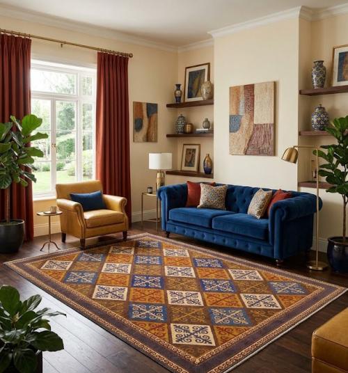 8'6x9'9 Hand Knotted Tribal Geometric Wool Oriental Rug