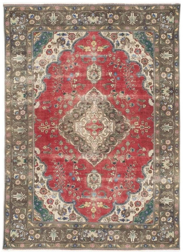 6'4x9'3 Hand Knotted Floral Traditional Wool Oriental Rug - Image 1