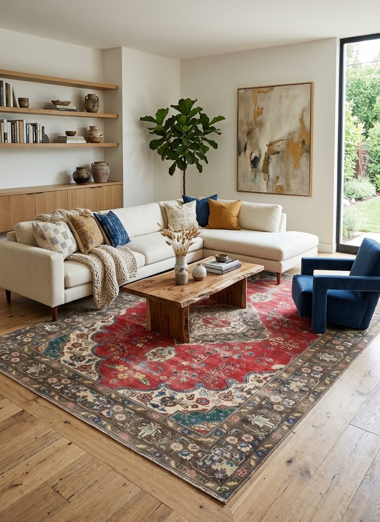 6'4x9'3 Hand Knotted Floral Traditional Wool Oriental Rug - Image 2